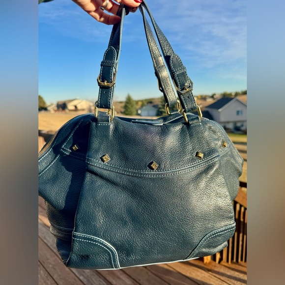 🎄MCM Pristine Navy Satchel! - Picture 2 of 14